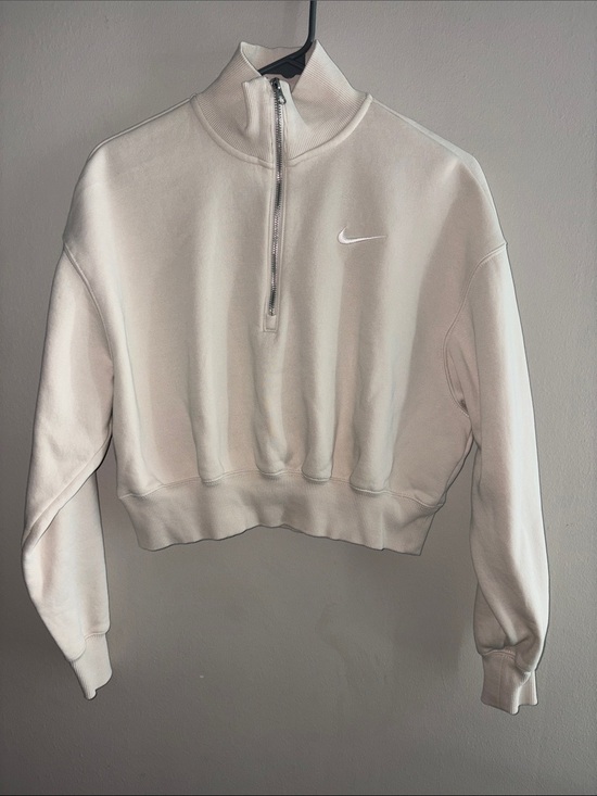 Nike Tops - Nike White Cropped Half-Zip Sweatshirt